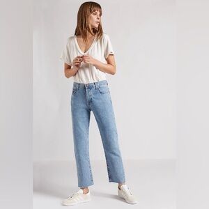 NWT Current/Elliot Original Straight Leg Prep W Raw Hem Denim Jeans Sz 26